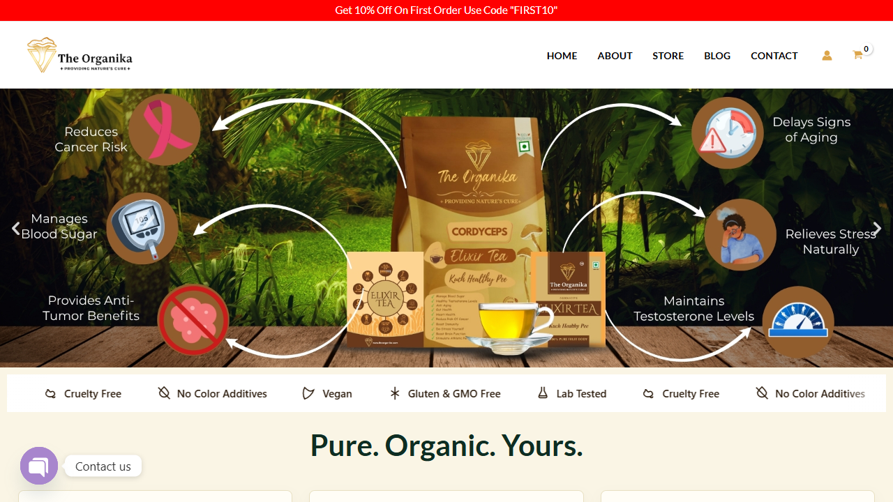 The Organika ecommerce website preview